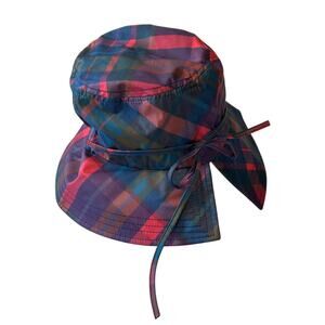 Talbots Rain Bucket Hat Women's Water Resistant Plaid Bow Lightweight O/S NWT
